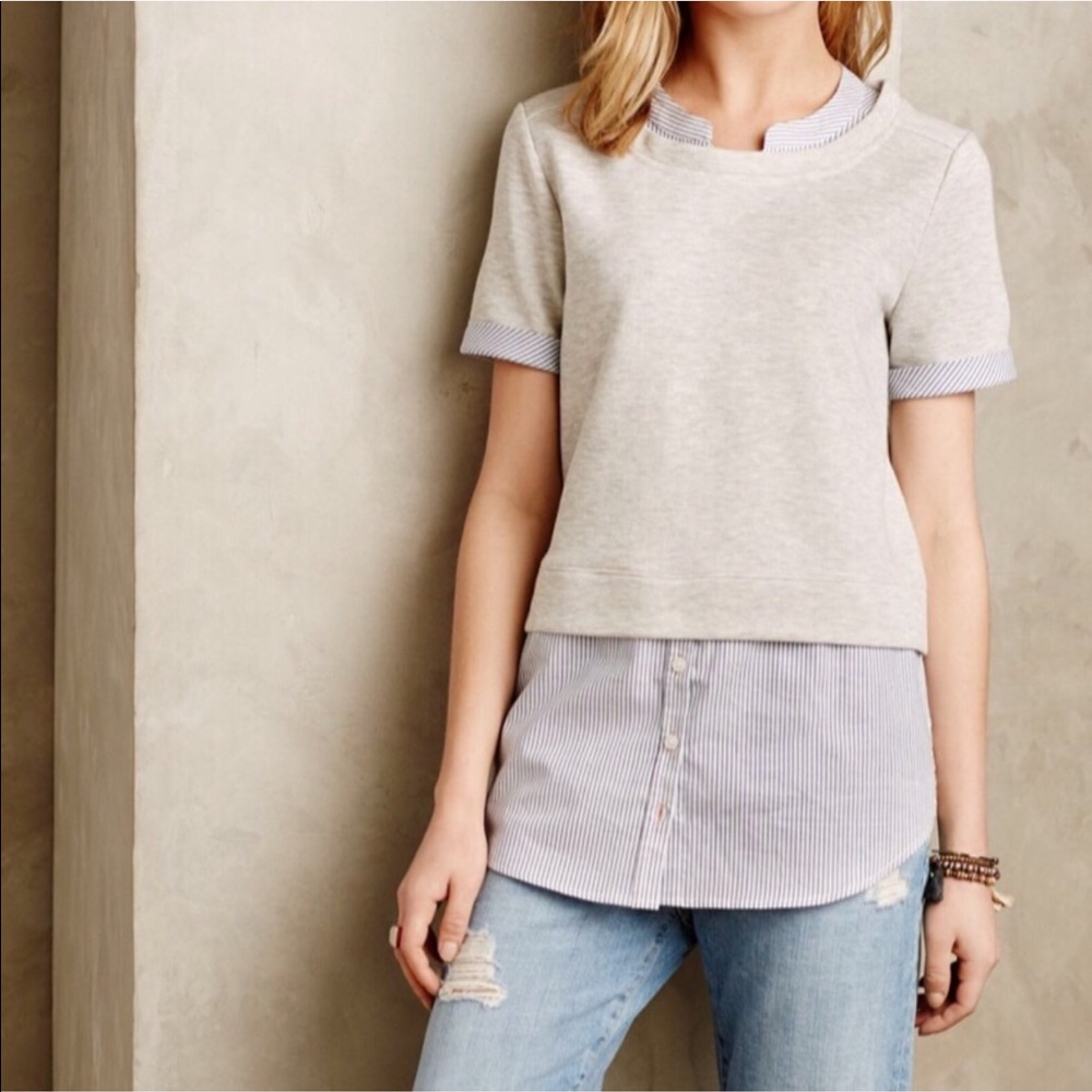 Anthropologie Postmark Layered Sweatshirt Pullover